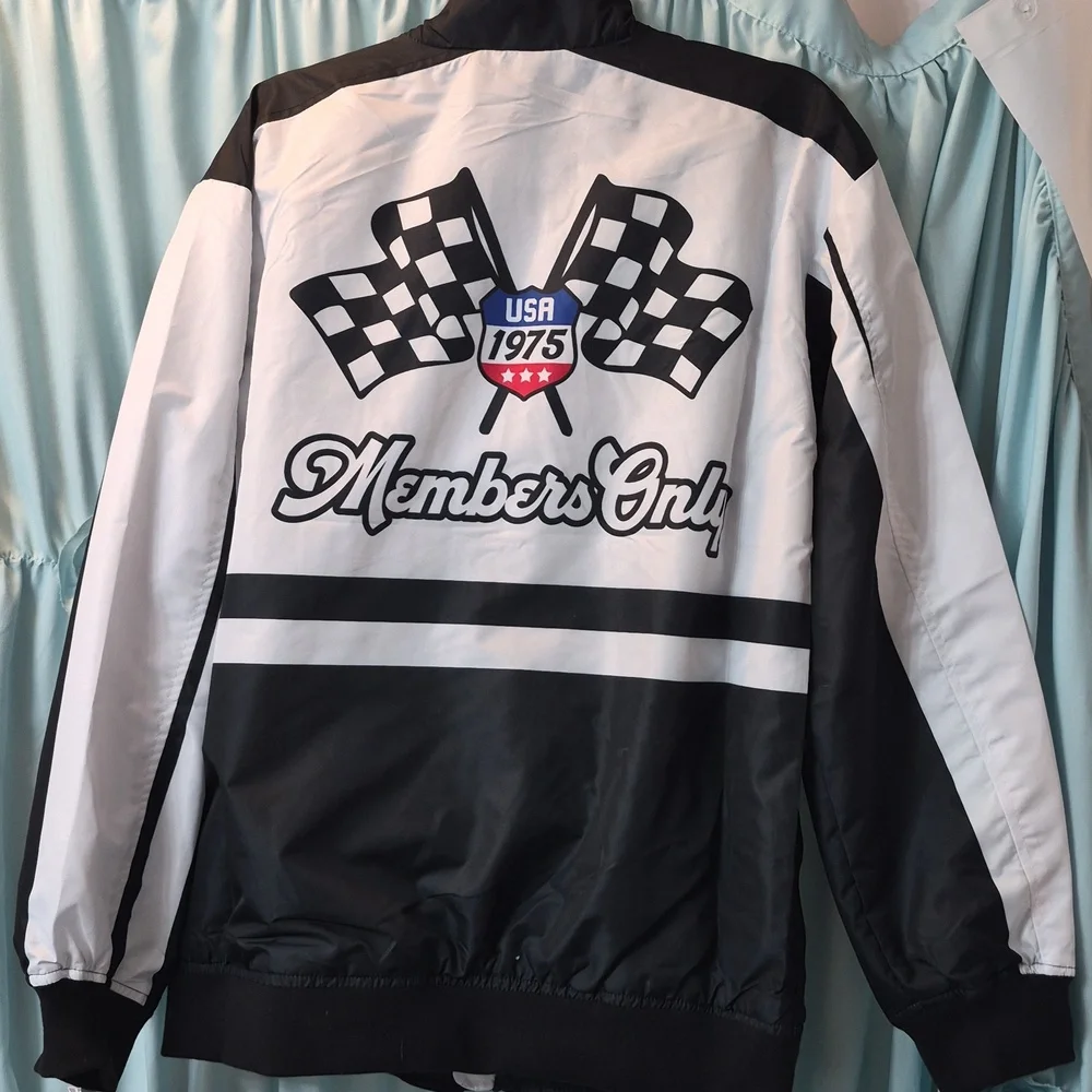 Members Only Black & White Racing Track Jacket NWT Sz S